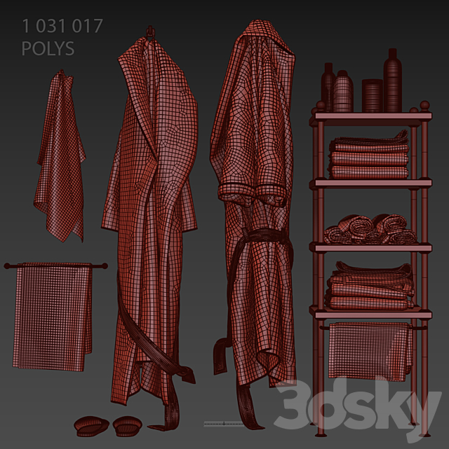 White robe and towels 3dmodel