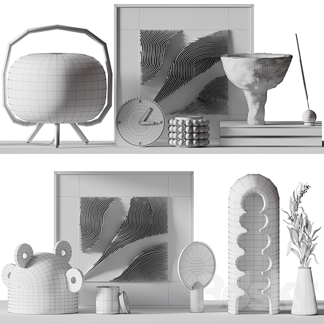 Decorative Set 017 with reliefs and olyve 3dmodel