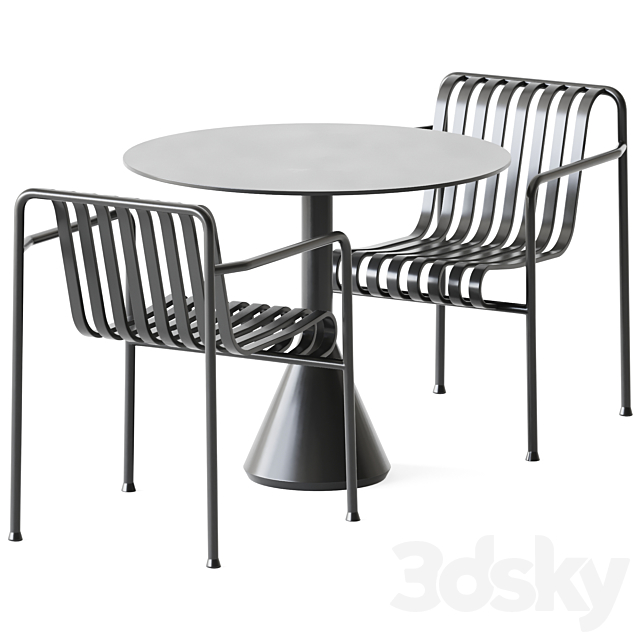 Palissade Cone Table D90 and Palissade Dining Armchair by Hay 3DSMax File - thumbnail 1