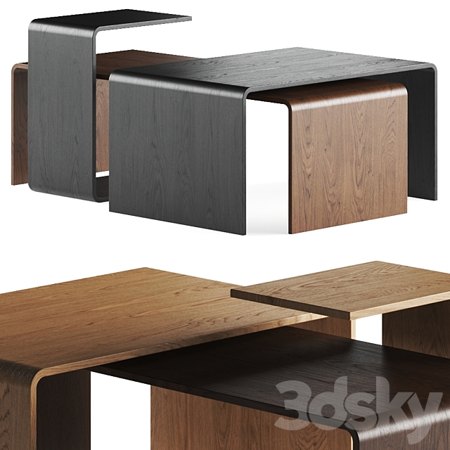 Gravelli Trio Wooden Coffee Tables 3DSMax File - thumbnail 1