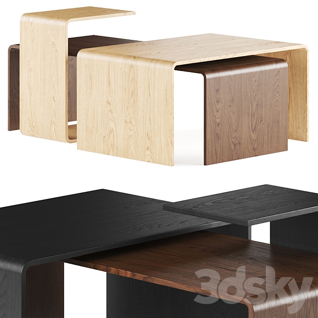 Gravelli Trio Wooden Coffee Tables 3DSMax File - thumbnail 2