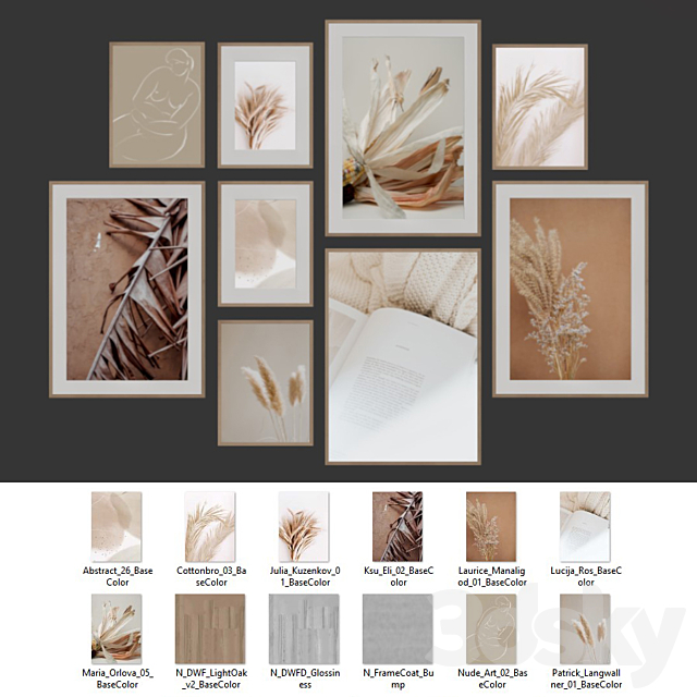 Scandinavian style posters set 3dmodel