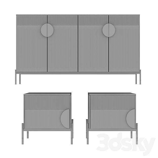 Bedside table and chest of drawers NO.1 3DSMax File - thumbnail 3