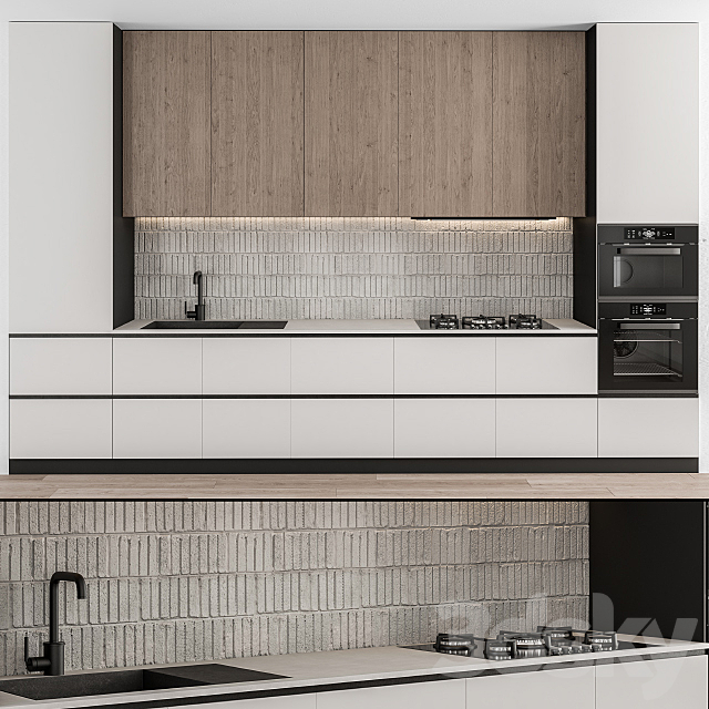 Kitchen Modern – White and Wood 55 3DSMax File - thumbnail 1