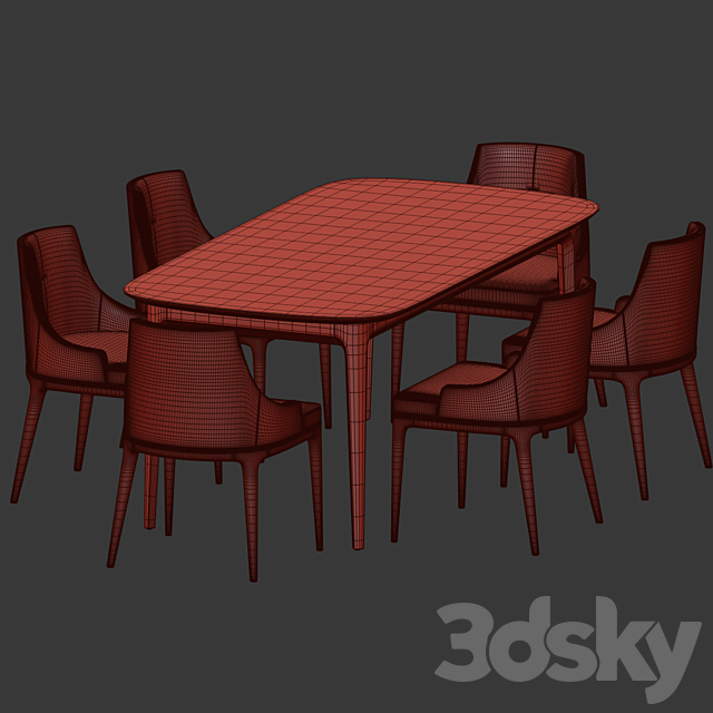 Dining Set 125 3DSMax File - thumbnail 3