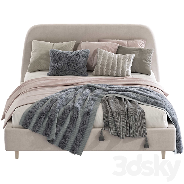Bed Oatmeal Raelynn Upholstered Bed 3DSMax File - thumbnail 4