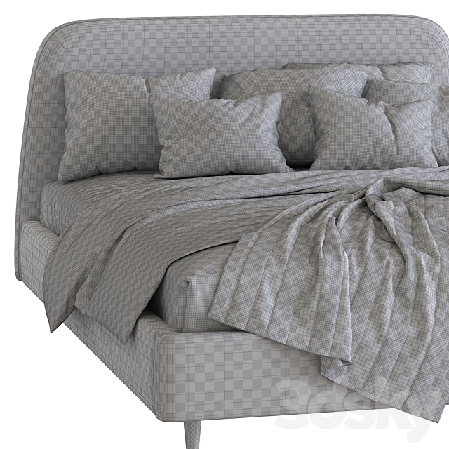 Bed Oatmeal Raelynn Upholstered Bed 3DSMax File - thumbnail 5