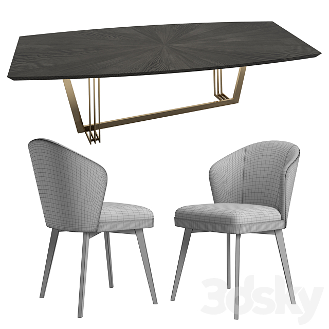 D’ARC table + NELLY by LASKASAS chairs 3DSMax File - thumbnail 2