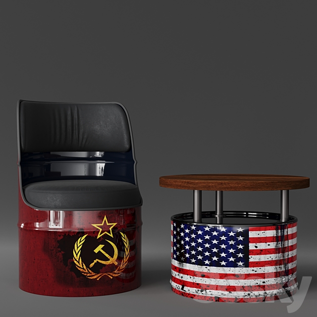 Bar stool and bar table 3d