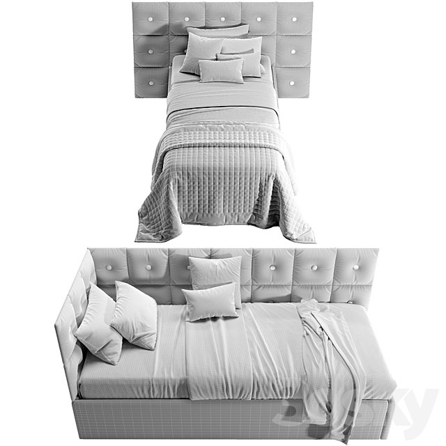 Corner bed with Pillow panels 3DSMax File - thumbnail 5