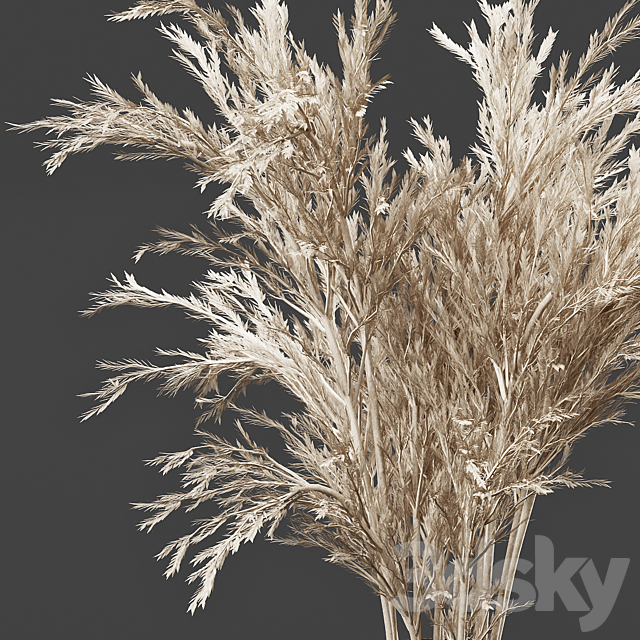 Dried Plant Bouquet in Wicker Vase 3DSMax File - thumbnail 3