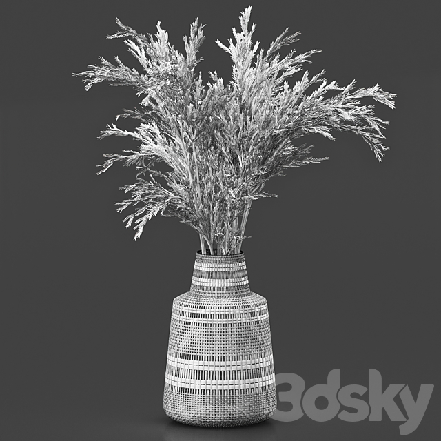Dried Plant Bouquet in Wicker Vase 3DSMax File - thumbnail 5