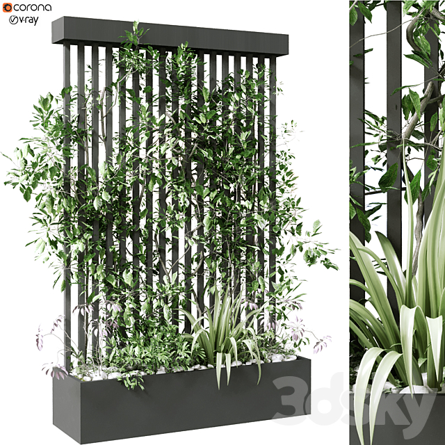 vertical plant in box set 124 3DSMax File - thumbnail 1
