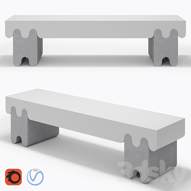 Ossicle Gray Leather Bench ?2 3DSMax File - thumbnail 1