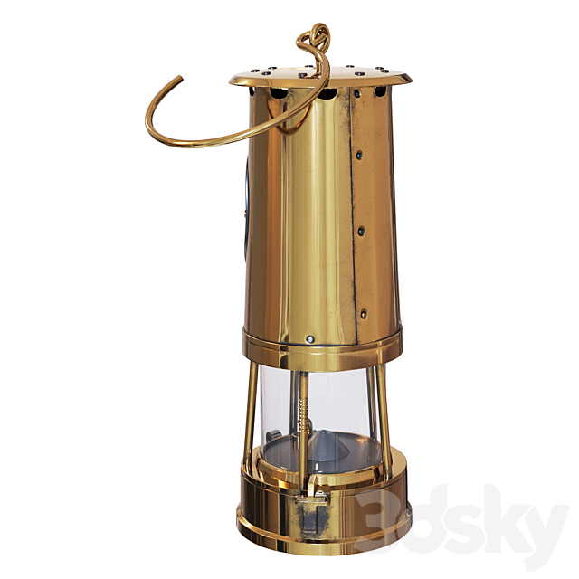 Lantern Brass and Cast Iron Miner's 3d