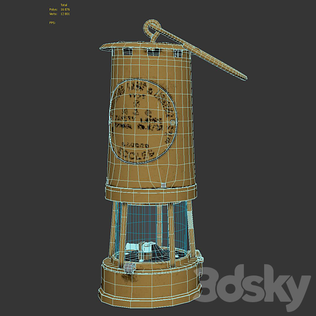Lantern Brass and Cast Iron Miner's 3dskyfree