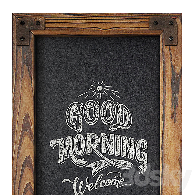 Wood Frame Chalkboard set1 3d