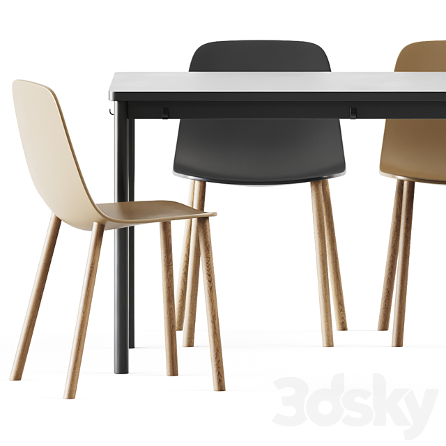 Tommaryd table by Ikea and Maarten Plastic Chair by Viccarbe 3DSMax File - thumbnail 3