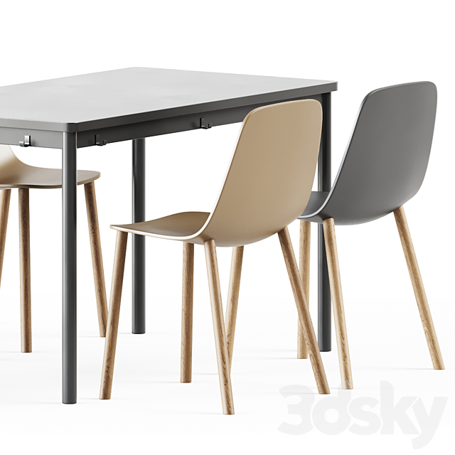 Tommaryd table by Ikea and Maarten Plastic Chair by Viccarbe 3DSMax File - thumbnail 4