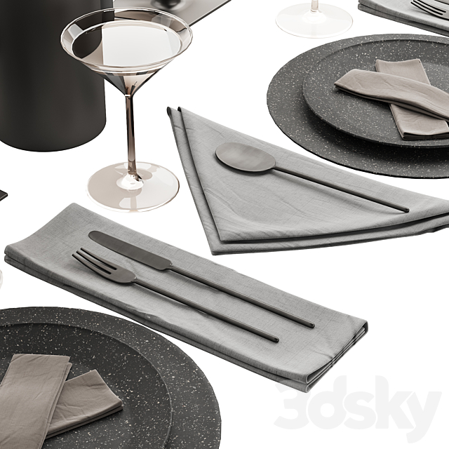063 Tableware decor set 01 dark matte 00 3dsky