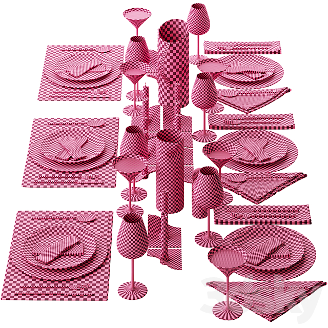 063 Tableware decor set 01 dark matte 00 3dmodel