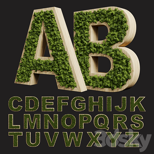 Moss alphabet 3DSMax File - thumbnail 1