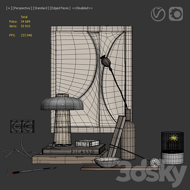 Decorative set plaster panel 3dskyfree