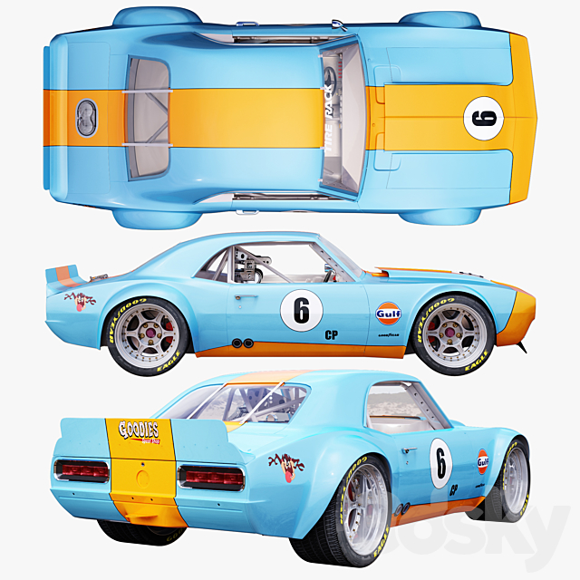 Chevrolet camaro gulf racing 1968 3d