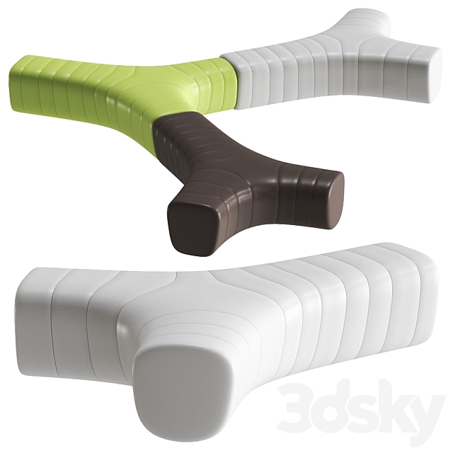 JETLAG Modular polyethylene bench by Plust 3DSMax File - thumbnail 1