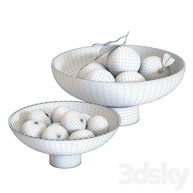 Food Set 04 _ Bowls with Oranges and Mandarins 3d