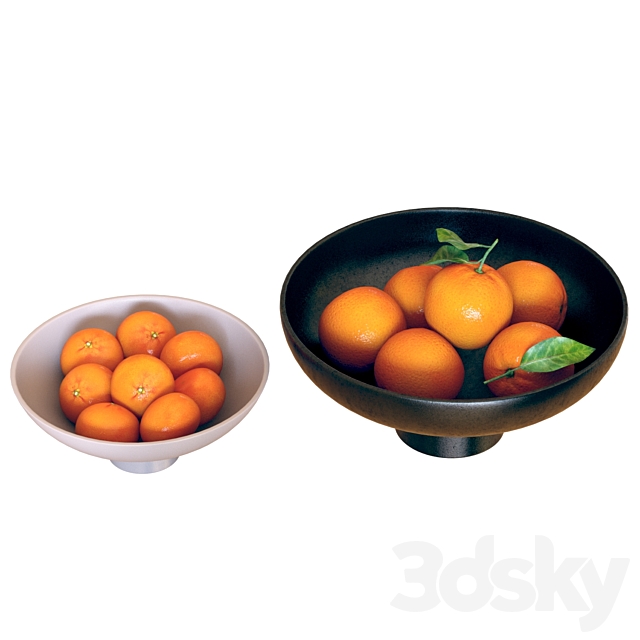 Food Set 04 _ Bowls with Oranges and Mandarins 3dskyfree