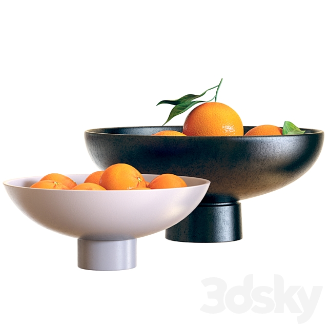 Food Set 04 _ Bowls with Oranges and Mandarins 3d Download
