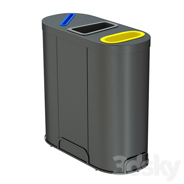 MALMO Office Waste Recycling Bin with 3 Containers 3DSMax File - thumbnail 2