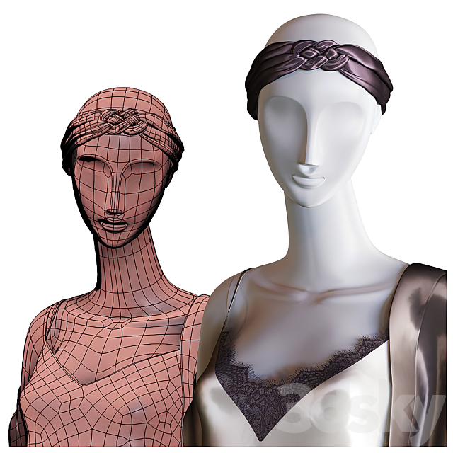 Set of female home clothes on mannequins 3dsky