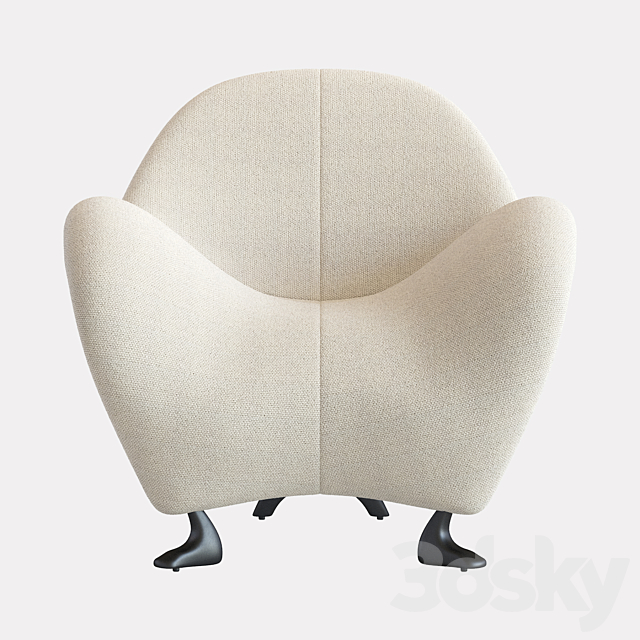 Papageno Chair by Leolux Upholstered in Bouclé Fabric 'Monza 00' 3dsky