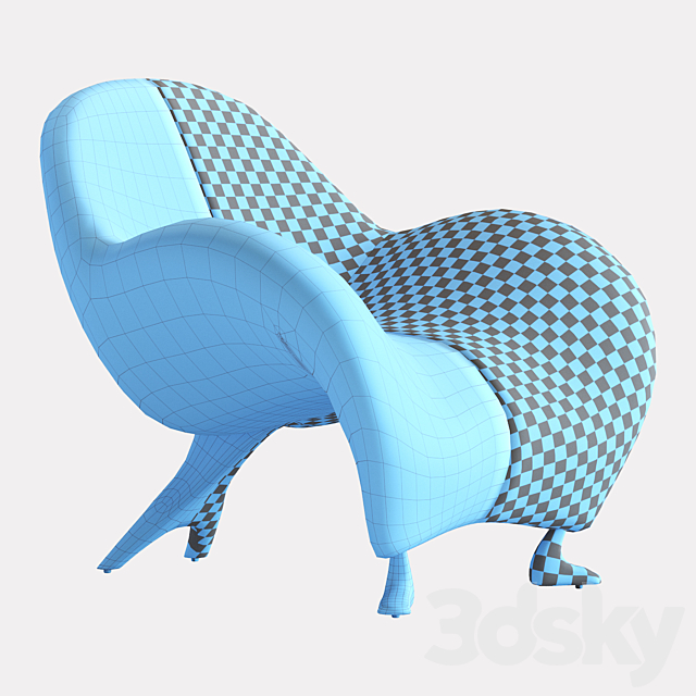 Papageno Chair by Leolux Upholstered in Bouclé Fabric 'Monza 00' 3dskyfree