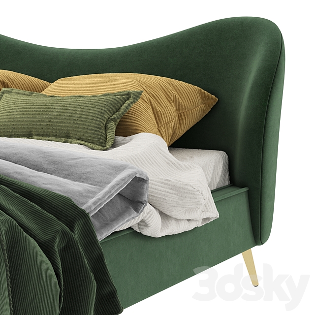 Made Kooper King Size Bed. Laurel Green Velvet 3dsky