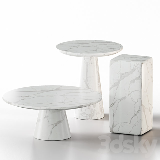 White marble tables set | Pols Potten 3d