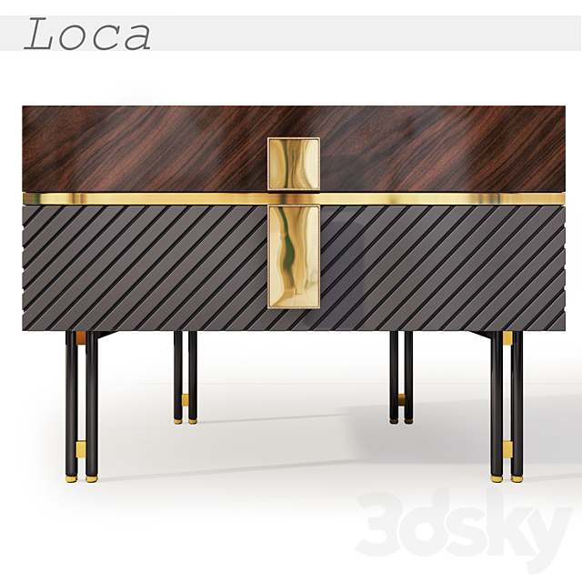 Bedside table Art Deco set. Nightstand Flora. Alize. Loca. Boss by Vivense 3DSMax File - thumbnail 5