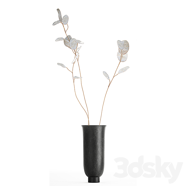A bouquet of dried flowers in a black vase with branches of a dry Lunnik. 178. 3DSMax File - thumbnail 2