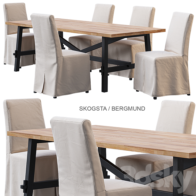 SKOGSTA _ BERGMUND IKEA table and chair 3DSMax File - thumbnail 1