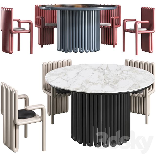 Dining table Helix and chair Helix concept by Zalim Isakov 3d