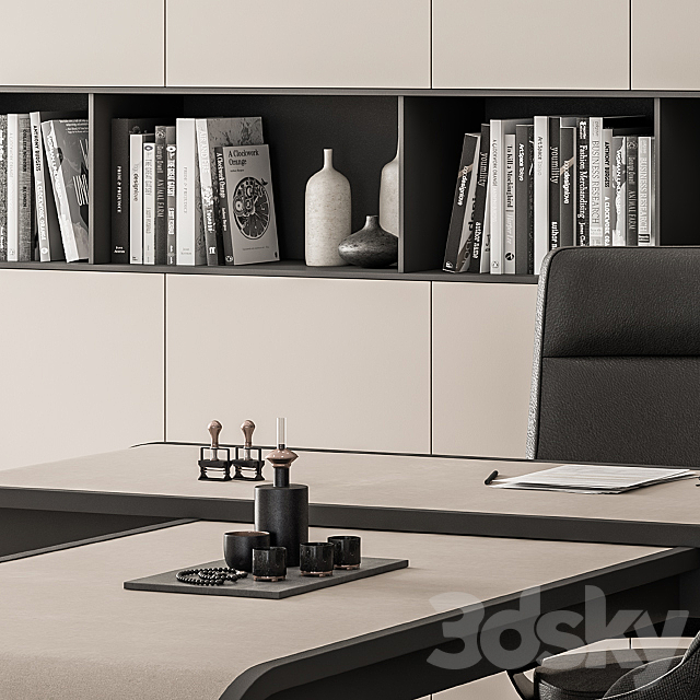 Office Furniture Boss Desk Cream – Manager Set Table 43 3DSMax File - thumbnail 3