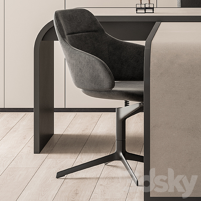 Office Furniture Boss Desk Cream – Manager Set Table 43 3DSMax File - thumbnail 4