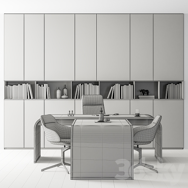 Office Furniture Boss Desk Cream – Manager Set Table 43 3DSMax File - thumbnail 5
