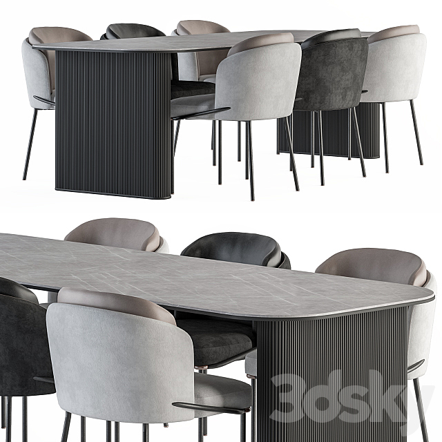 Minotti Dinning Fil Noir chair with Table – Set 24 3DSMax File - thumbnail 2