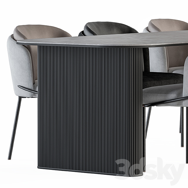Minotti Dinning Fil Noir chair with Table – Set 24 3DSMax File - thumbnail 3