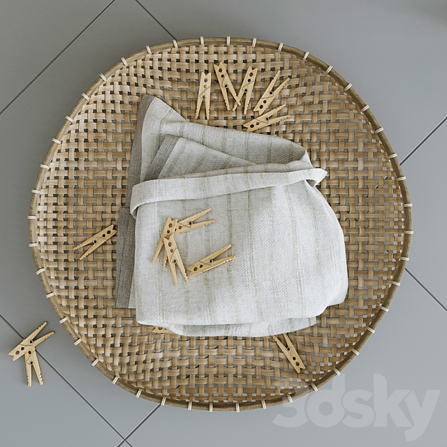 Set with Folding screen. baskets and decorative stairs 3dskyfree