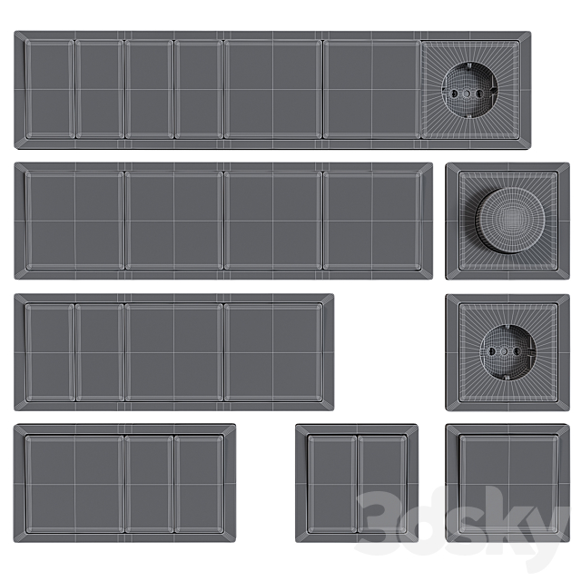 Schneider Electric sockets and switches with markings 3d Download