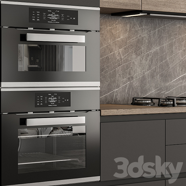 Kitchen Modern – Black and Wood 65 3DSMax File - thumbnail 4